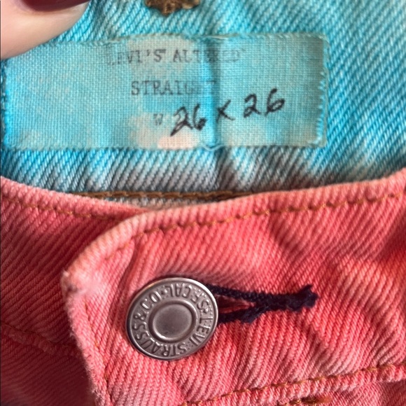 Levi’s Altered Straight Leg Jeans Tie Dye Button Fly 26 x 26 RCNSTRCT Cropped - Picture 4 of 12